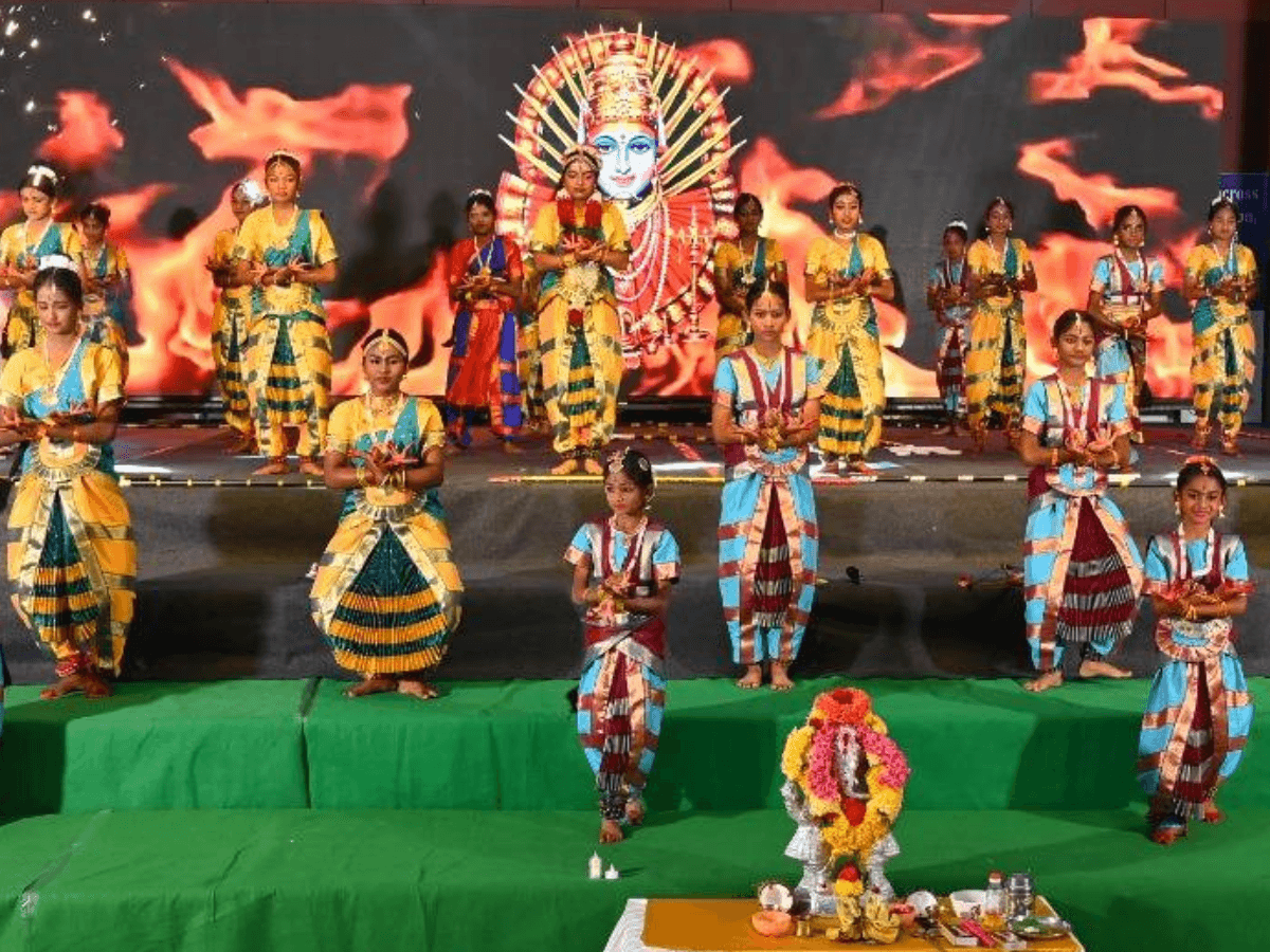 Students performing during the Annual Day celebration